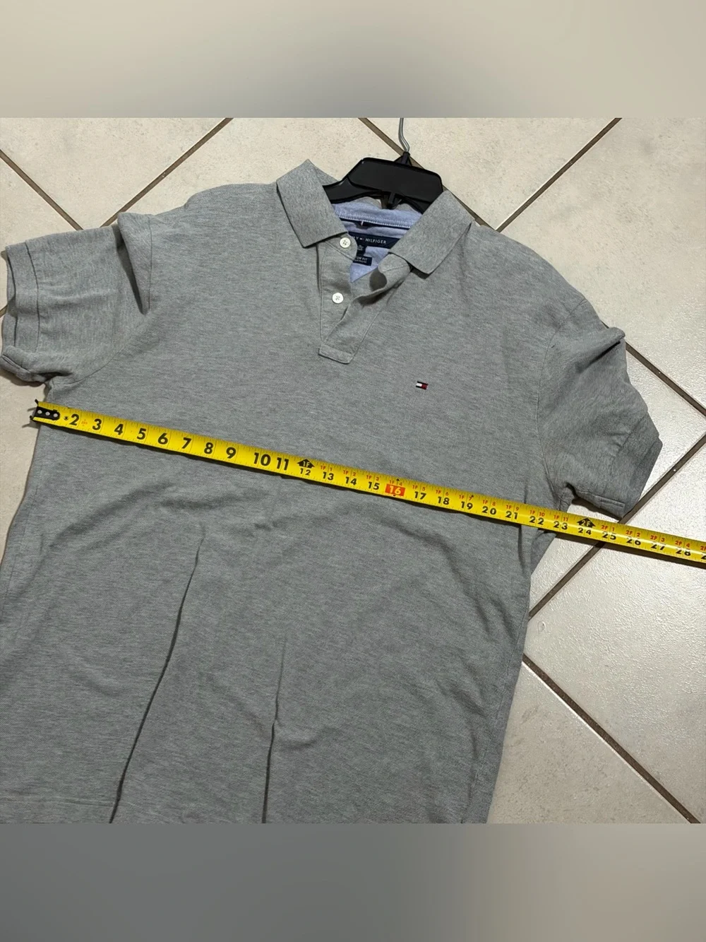 Tommy Hilfiger Men’s Grey Custom Fit Preppy Casual Polo Shirt Minimalist size XL